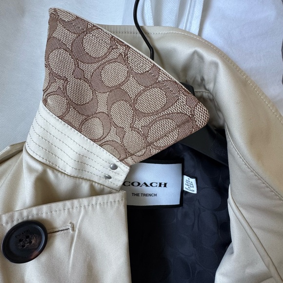 Coach Cream Trench Coat with Brown Collar - Picture 10 of 10